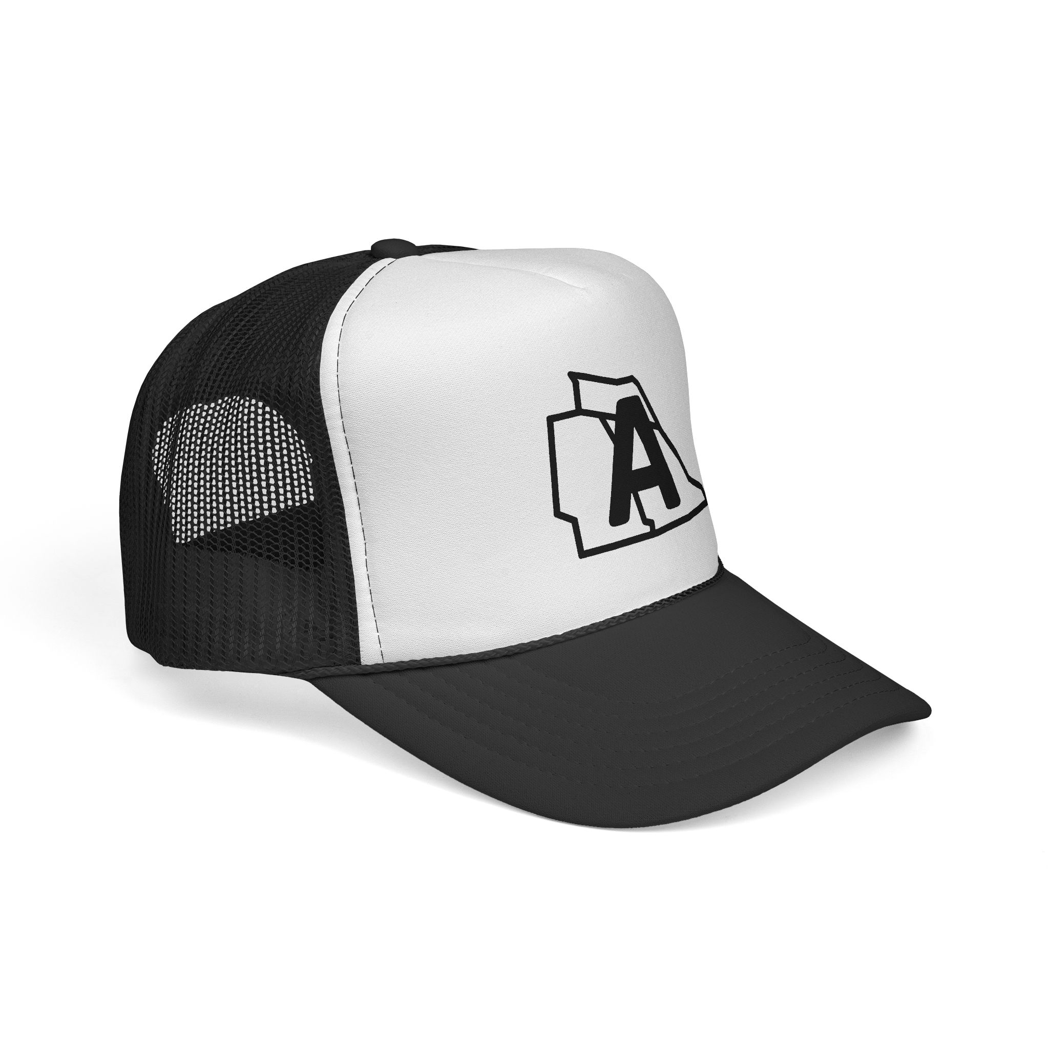 a state outline logo trucker cap — retro letter a mesh hat a state outline logo trucker cap — retro letter a mesh hat